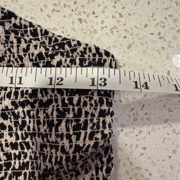 Old Navy Cream Black Fit and Flare Halter Midi Dress Medium Handkerchief Hem - Picture 7 of 8